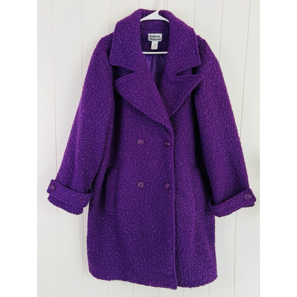 Vintage Anthony Richards Purple Berber Boucle Teddy Bear Coat Jacket Plus Sz 1X